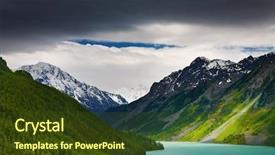  Presentation with storm - Beautiful PPT theme featuring stillness storm - mountain lake backdrop and a tawny brown colored foreground