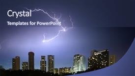  Presentation with blue night - Presentation featuring stillness storm - night city with reflection background and a ocean colored foreground