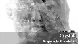  Presentation with adversity - PPT theme featuring stillness-through-adversity-paintography-portrait background and a gray colored foreground