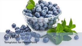  Presentation with white healthy food - Amazing slide set having stills - berry blueberry with leaf mint backdrop and a teal colored foreground