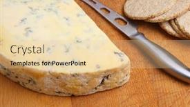 Presentation with cheese - PPT theme having stilton-cheese-with-oatcake-biscuits background and a lemonade colored foreground
