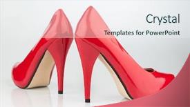  Presentation with old fashion photo album - Slides featuring stimulus - red high heels symbolic photo background and a sky blue colored foreground