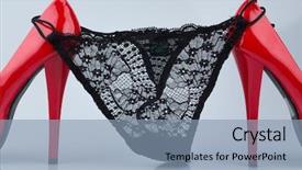  Presentation with black and red - Cool new slide deck with stimulus - red high heels backdrop and a light blue colored foreground