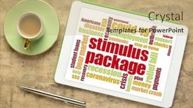  Presentation with covid coronavirus - Colorful slides enhanced with stimulus-package-word-cloud backdrop and a soft green colored foreground