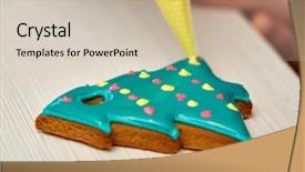  Presentation with christmas holiday gingerbread - Presentation theme featuring stips - christmas treats handmade cookies confection background and a soft green colored foreground