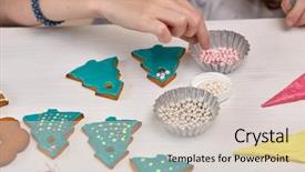  Presentation with christmas new year frame banner - Amazing slides having stips - christmas treats handmade cookies confection backdrop and a lemonade colored foreground