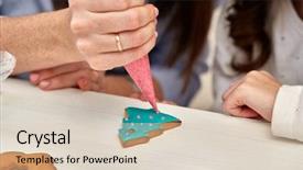  Presentation with christmas holiday gingerbread - Presentation theme having stips - christmas treats handmade cookies confection background and a lemonade colored foreground