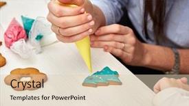  Presentation with christmas holiday gingerbread - Presentation theme having stips - christmas treats handmade cookies confection background and a lemonade colored foreground