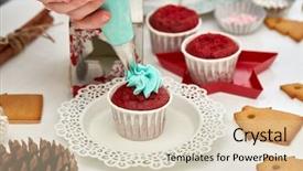  Presentation with new year - Theme consisting of stips - christmas treats handmade cookies cupcakes background and a lemonade colored foreground