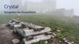  Presentation with brown old fashioned landscape - Slides enhanced with stips - mist landscape with old abandoned background and a sky blue colored foreground