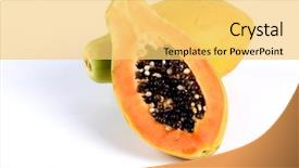  Presentation with papaya - Colorful slide set enhanced with stips - papaya on white background backdrop and a  colored foreground