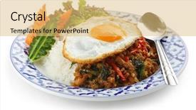  Presentation with pad thai - PPT theme with stir fried chicken with holy basil gai pad bai gaprow thai cuisine background and a yellow colored foreground