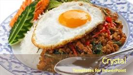  Presentation with pad thai - Presentation theme having stir fried chicken with holy basil gai pad bai gaprow thai cuisine background and a tawny brown colored foreground