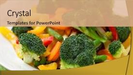  Presentation with healthy nutrition - Amazing PPT theme having stir-fried vegetables backdrop and a coral colored foreground