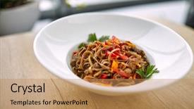  Presentation with beef - Cool new PPT layouts with steirs - stir fry noodles soba backdrop and a coral colored foreground