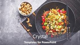  Presentation with roasted chicken - Presentation theme consisting of stir-fry-noodles-with-chicken background and a gray colored foreground