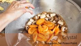  Presentation with frying - Amazing presentation having stir frying cap cai or mixed vegetable chinese cuisine in indonesia backdrop and a red colored foreground
