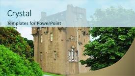  Presentation with summer trees - Slide set with stirling - scottish castle between the trees background and a cool aqua colored foreground