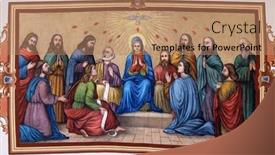  Presentation with holy spirit - PPT theme featuring stitar-croatia-august-27-pentecost background and a coral colored foreground