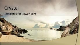  Presentation with gloomy - Slide set consisting of stitched panorama of tropical beach before gloomy sunset tao island thailand background and a mint green colored foreground