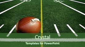  Presentation with football field - Beautiful slide deck featuring stitching line - american football on football field backdrop and a forest green colored foreground