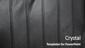  Presentation with texture of synthetic leather buff - PPT theme enhanced with stitching line - black torn leather texture background and a dark gray colored foreground