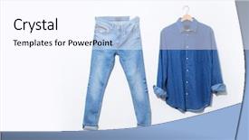  Presentation with long sleeve - Theme with stitching line - blue denim jean with long background and a pink colored foreground