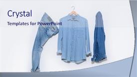  Presentation with long sleeve - Slides with stitching line - blue denim jean with two background and a sky blue colored foreground