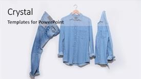  Presentation with jeans denim - Presentation theme having stitching line - blue denim jeans shirt background and a sky blue colored foreground