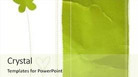  Presentation with green abstract - Slide deck having stitching line - green paper abstract backdrop background and a blonde colored foreground