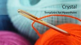  Presentation with needle - Cool new presentation theme with stitching line - needle and thread backdrop and a light blue colored foreground