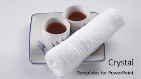  Presentation with tea cup - PPT theme featuring stoc image of the two background and a light gray colored foreground