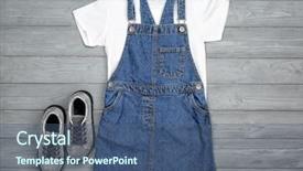  Presentation with clothes - Audience pleasing slide deck consisting of fabric stock - set of child's clothes backdrop and a ocean colored foreground