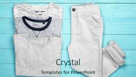  Presentation with clothing wooden clothes hanger object - Colorful PPT layouts enhanced with fabric stock - set of child's clothes backdrop and a light blue colored foreground