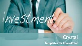  Presentation with stock broker - Slide deck featuring stock broker - businessman sitting in a desk background and a seafoam green colored foreground