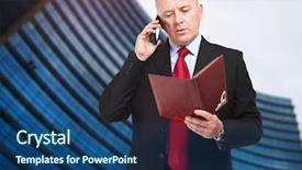  Presentation with talking on phone - Presentation consisting of stock broker - businessman talking on the phone background and a ocean colored foreground