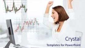  Presentation with winning - Slide set enhanced with stock chart - business office triumph winning background and a sky blue colored foreground