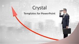  Presentation with forward - Audience pleasing slide deck consisting of stock chart - businessman looking forward through binoculars backdrop and a white colored foreground