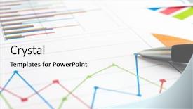  Presentation with business report - Slides enhanced with stock chart - close-up of a business report background and a white colored foreground