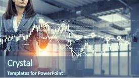  Presentation with modern - Colorful PPT theme enhanced with stock charts - woman using modern technologies backdrop and a ocean colored foreground
