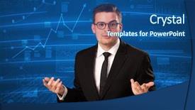  Presentation with data analyst - Audience pleasing presentation theme consisting of stock data analyst in studio backdrop and a ocean colored foreground