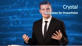  Presentation with data analyst - Presentation design having stock data analyst in studio background and a ocean colored foreground