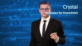  Presentation with data analyst - Slide deck having stock data analyst in studio background and a ocean colored foreground