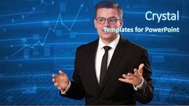  Presentation with data analyst - Amazing theme having stock data analyst in studio backdrop and a ocean colored foreground