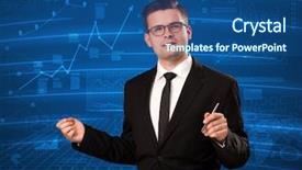  Presentation with data analyst - PPT theme enhanced with stock data analyst in studio background and a  colored foreground