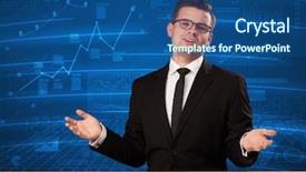  Presentation with data analyst - Presentation theme consisting of stock data analyst in studio background and a ocean colored foreground