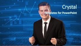  Presentation with data analyst - Amazing slide deck having stock data analyst in studio backdrop and a  colored foreground