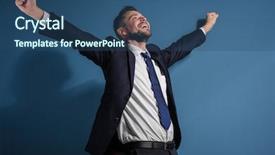  Presentation with stock broker - Cool new theme with stock exchange broker on color backdrop and a ocean colored foreground