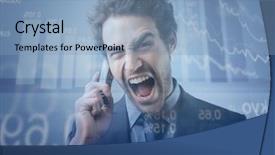  Presentation with stock broker - Slides enhanced with stock exchange broker screaming background and a light blue colored foreground