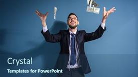  Presentation with stock broker - Colorful slide deck enhanced with stock-exchange-broker-with-money backdrop and a ocean colored foreground